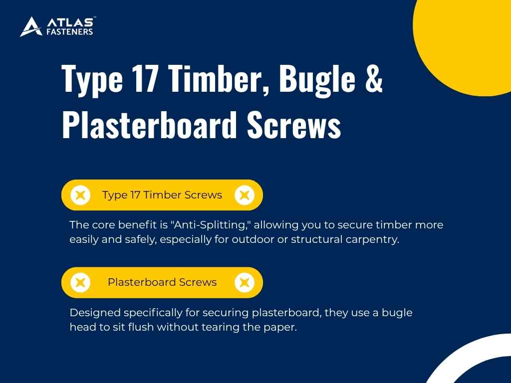 Type 17 Timber, Bugle & Plasterboard Screws Overview