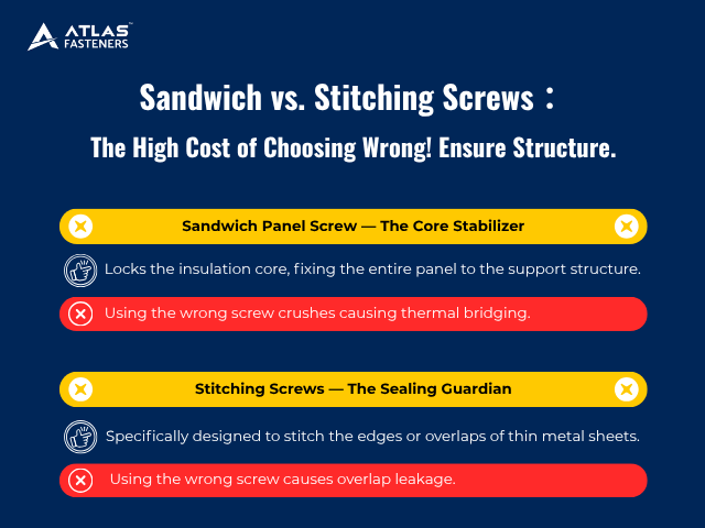 Sandwich Panel Screw vs Stitching Screws: Roofing Fasteners Guide